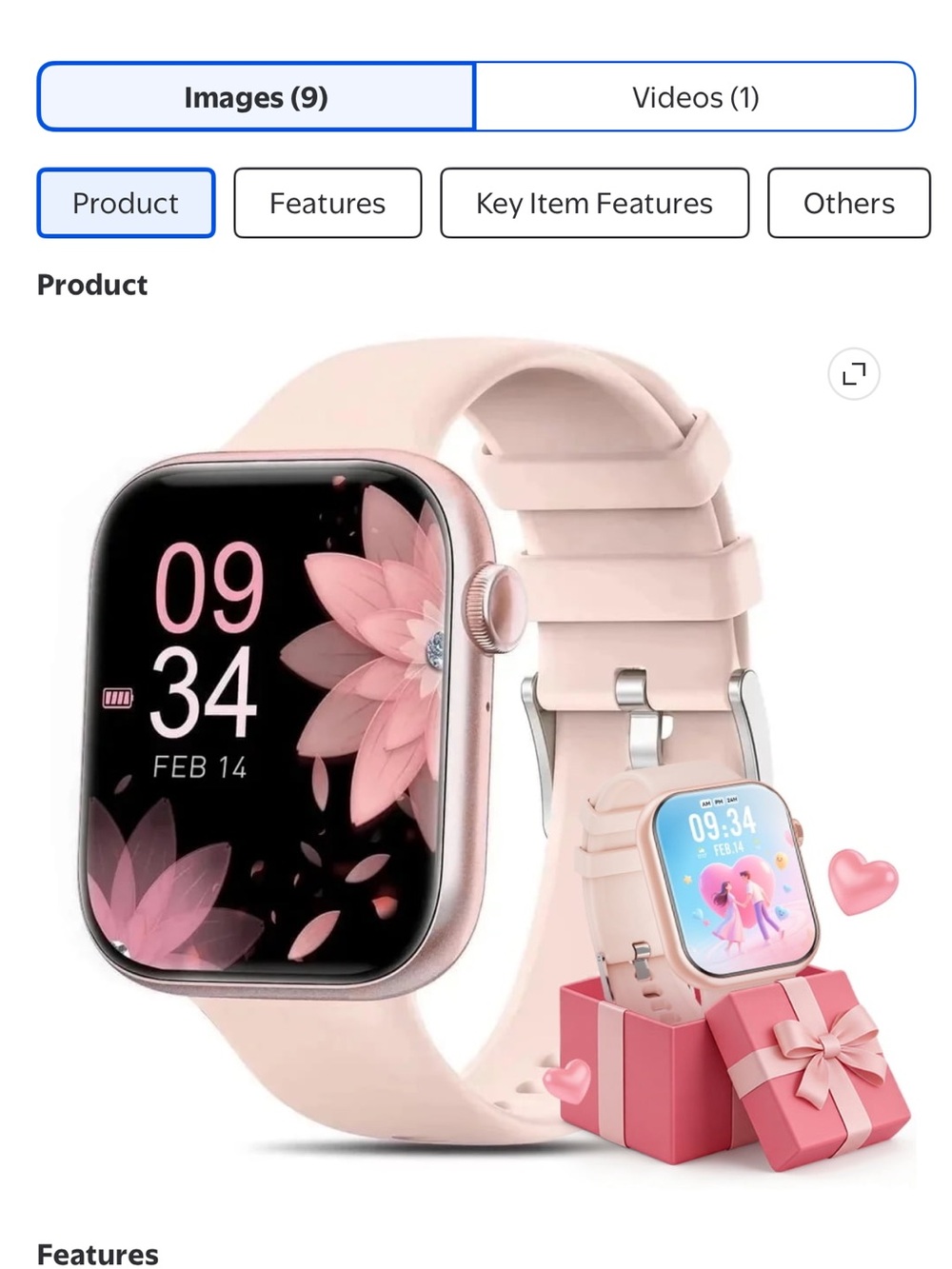 Pink Smartwatch with Silicone Band - Health & Fitness Wearable